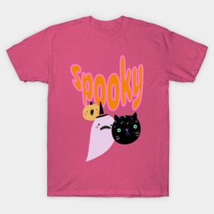 Spooky Halloween Cute Ghost, Pumpkin and Scaredy Cat T-Shirt